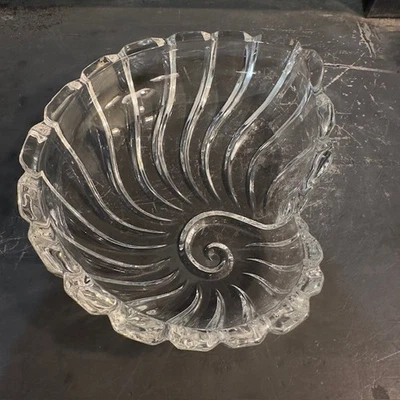 Nautilus Shell cuenco de vidrio plato decorativo transparente acento vintage Foto 1 de 4