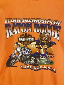 Harley-Davidson 2009 LSU Baton Rouge Louisiana T Shirt Orange M Med Ride Free - Picture 1 of 9