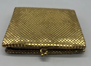 Cartera de colección Whiting & Davis malla dorada doble beso cierre torcido tarjeta moneda EE. UU. - Imagen 1 de 15