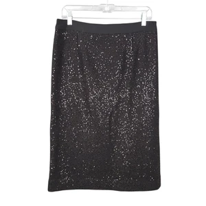 NWOT BODEN Women Pencil Skirt 10L Black Sequin Wool Blend Cocktail Party Evening - Picture 1 of 8