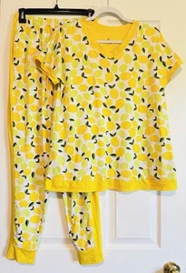 Pigiama donna Cuddl Duds set 2 pezzi top e joggers stampa limoni e lime piccolo - Foto 1 di 6