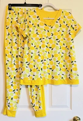 Conjunto de 2 pijamas para mujer Cuddl Duds top y joggers estampado de limones y limas pequeño Foto 1 de 4