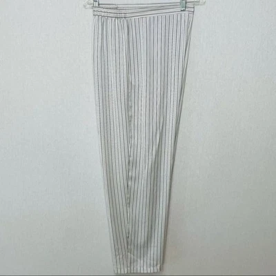 INC International Concepts Striped Satin Pajama Pant in White/grey Large  - Image 1 of 4