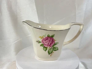 Paden City "Old Rose" Ceramic Creamer, Gold Rim, Red Rose - Picture 1 of 8