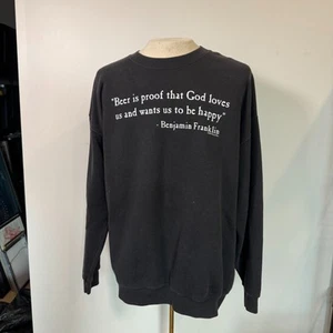 Sudadera De Colección Para Hombres 2X Cita de Cerveza Ben Franklin Humor Divertido Lee Peso Pesado Años 90 - Imagen 1 de 6