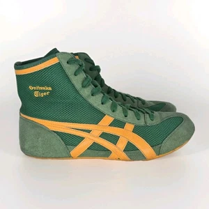 RARE Onitsuka Tiger 81 Asics Wrestling Shoes Men's Sz 8.5 Mesh Green Yellow  - Picture 1 of 7
