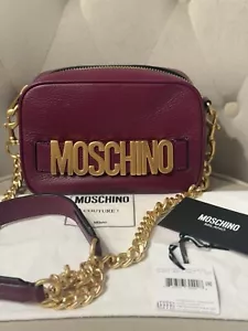 MOSCHINO Logo Belt Leather Crossbody Bag NWT - Picture 1 of 6