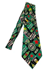 Nicole Miller SEIDE Herren KRAWATTE handgesägt Bierdruck Heineken Unikat - Bild 1 von 8