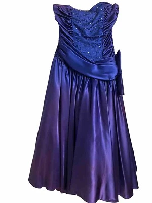 Vintage Asymmetrical ZumZum Strapless Shiny Blue/Purple Prom Party Dress  9/10 - Image 1 of 4