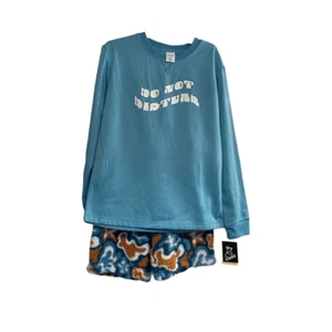 ART CLASS Unisex 2 PieceTie Dyed Sweatshirt & Shorts Pajama Set Size XL Blue New - Picture 1 of 11