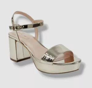 Bandolino Women's Gold Pennie Platform Block Heel Sandals Size 7.5 - Picture 1 of 5