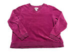 Vintage Pink Velour Shirt V neck Studio Works  Petite Large 70s 80s Barbie Core