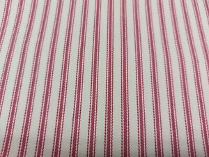 Luxury Red French Ticking Stripe 100% Woven Cotton Fabric Herringbone Curtains