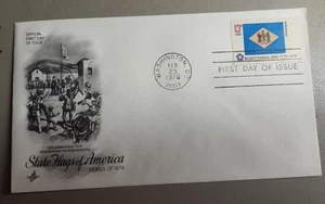FDC US 1976 Delaware ART CRAFT, STATE FLAGS OF THE UNITED STATES COVER- CACHET - Picture 1 of 2