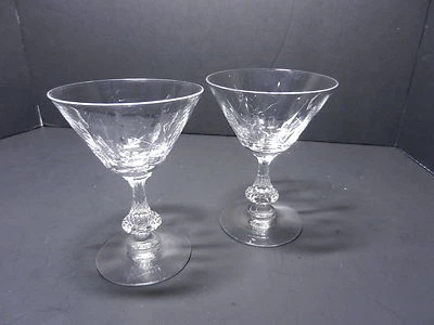 Duncan Miller Willow Liquor Cocktails 2 Clear Cut Crystal 4 1/2" T ca 1953-1971 - Image 1 of 3