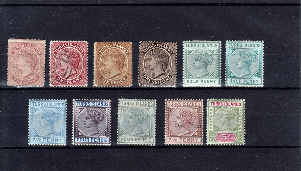 TURCOS Y CAICOS 1873 / 1893 11 SELLOS EN SU MAYORÍA COMO NUEVOS Foto 1 de 1