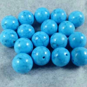 Round Turquoise Beads, Half Drilled Howlite Beads (6mm) Pack of 2 - Picture 1 of 2