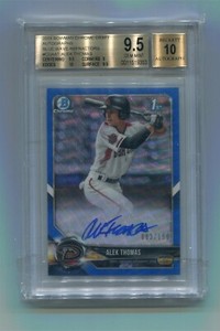2018 Bowman Chrome Alek Thomas 1st Auto RC Blue Wave Refractor /150 BGS 9.5 10