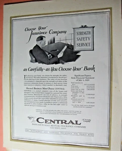 Central Manufacturers Mutual Insurance Co. Ad from 1930 "Fortune" Magazine - Picture 1 of 2