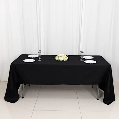 60x126" Black 100% COTTON TABLECLOTH High Quality Catering Home Dinner Linens - Image 1 of 4