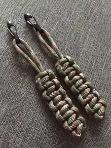 2x ZIP PULLS Camo Paracord + Black Clasp * Prep Survival Camp Hike Biker - Picture 1 of 3