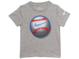 Nike Little Boy's T-Shirt Short Sleeve Crew Neck Baseball Grey Heather Sz: 4 - Picture 1 of 2