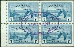 CANADA -1946- 7¢ AIRMAIL BOOKLET PANE   WITH VERY CLEAR ELLIPTICAL  CANCEL- VF° - Picture 1 of 1