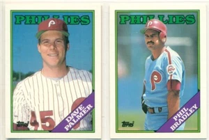 MLB-LOTE DE TARJETAS DE BÉISBOL-1988-TOPPS-2 CARTAS-PHILADELPHIA PHILLIES-PALMER-BRADLEY - Imagen 1 de 2