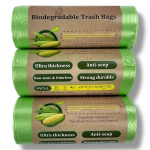 Sacchetti spazzatura fodera rifiuti alimentari cucina compostabile e biodegradabile 90 x 30L - Foto 1 di 4
