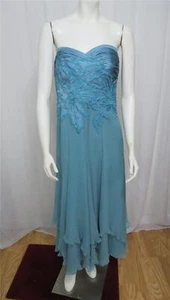 Carlos Miele Tiffany Azul Bordado Seda Diseñador Vestido Corsé Talla 44 EE. UU. 14 - Imagen 1 de 12