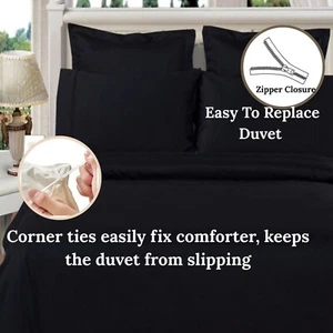 DOUBLE ZIPPER MATTRESS PROTECTOR 3PC DUVET SET 1000TC UK~DOUBLE EGYPTIANCOTTON - Picture 1 of 13