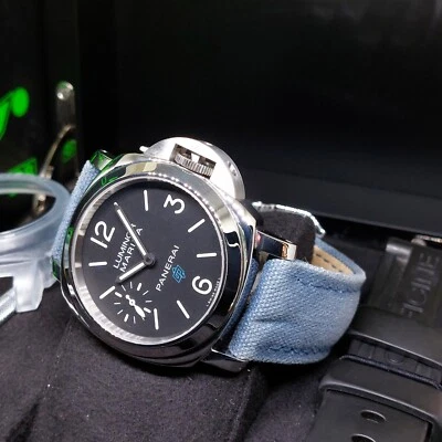 Correa de lona azul esfera negra logotipo Luminor Marina 44 mm PAM00777 (2020) Foto 1 de 4