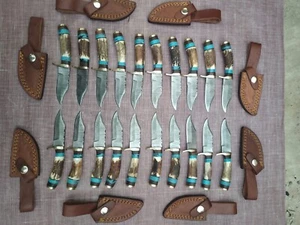 Lot of 20 8 INCH HANDMADE DAMASCUS STEEL SKINNER HUNTING KNIVES - Picture 1 of 9