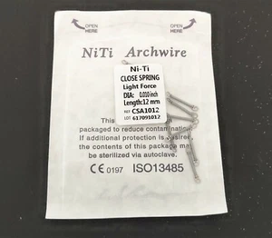 5 Packs Dental Orthodontic Niti Alloy Close Coil Spring Light Force 010*12mm - Picture 1 of 5