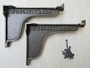 PAIR of 6" J DUCKETT & SON LIPPED Cast Iron Vintage shelf Bracket wall mounted - Picture 1 of 2