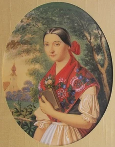 Fine 19th C. Watercolor Painting of Hungarian Woman HENRIK PECZ, circa 1860 - Picture 1 of 8