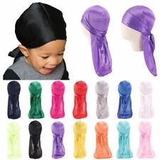 2Pcs Imitation Silk Elastic Headwrap Durag Baby Turban Hijab Pirate Hat  Kids