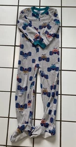 GUC CARTER’S One Piece Size 7/7A MONSTER TRUCK ZipUp Fleece FEET Pajamas - Picture 1 of 5