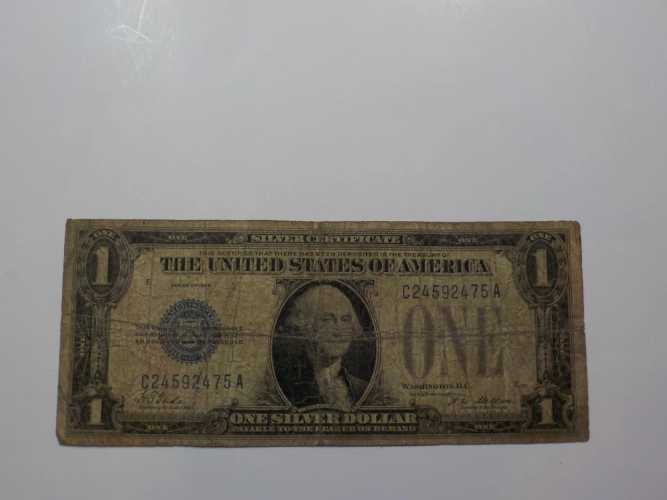 Silver Certificate 1928 1 Dollar Bill Funny Back Note Paper Money Funnyback VTG - Image 1 of 2