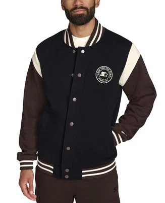 Chaqueta universitaria de vellón pesado Starter para hombre en negro marrón talla L Foto 1 de 3