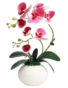 Moderno 17" Rosa Artificial Orquídea Imitación Flores en Jarrón Planta Falsa Floral Arra... - Imagen 1 de 9