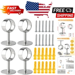 Soportes de barra de cortina de níquel cepillado de 2 pulgadas - Soportes de montaje en techo 4 piezas - Imagen 1 de 9