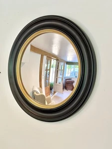 26"/66 cm  Wooden Convex Butler's Mirror - black and gold. - Picture 1 of 9