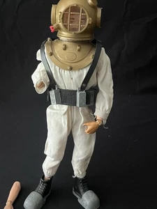 Vintage 1964 GI Joe Deep Sea Diver Suit & Red Fuzzy Beard Hair Scar Figure - Picture 1 of 12