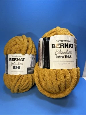 Manta Yarnspirations Bernat hilo grande y extra grueso grueso tejido grueso dorado lote de 2 Foto 1 de 4