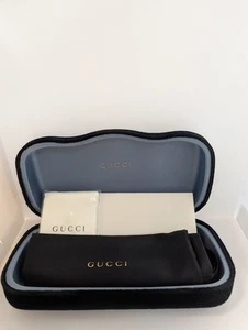 Gucci custodia rigida velluto nera con interno celeste + panno e sacchetto - Foto 1 di 3