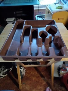 Vintage Rubbermaid Brown Plastic Utensil Silverware Drawer Divider Organizer - Picture 1 of 6