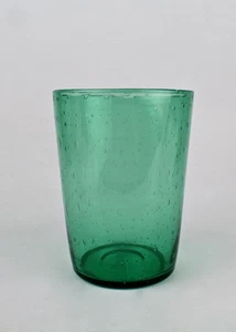Vintage Pairpoint Green Glass Beaker Form Vase Controlled Internal Bubbles - GL - Picture 1 of 12