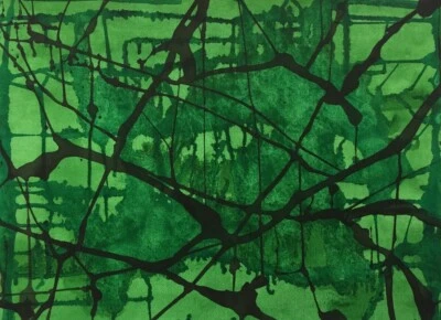 绿色 STAINED 玻璃窗抽象水彩画 18"x 24" Julia Garcia 全新 — 第 1/3 张图片