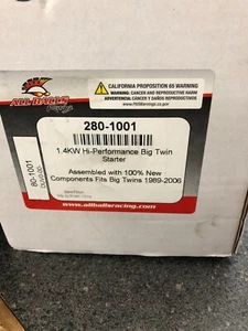 ALL BALLS BIG TWIN STARTER 1.4KW BLACK 10-32 SHAFT 280-1001 - Picture 1 of 6